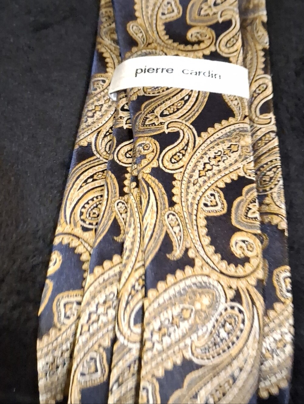 Pierre Cardin Navy and Gold Paisley Silk-Blend Tie